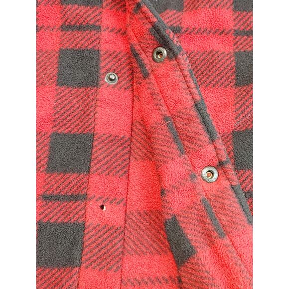 686 Sierra Fleece Flannel Shirt Jacket Oxblood Plaid Snap Button Mens Large - Picture 7 of 7